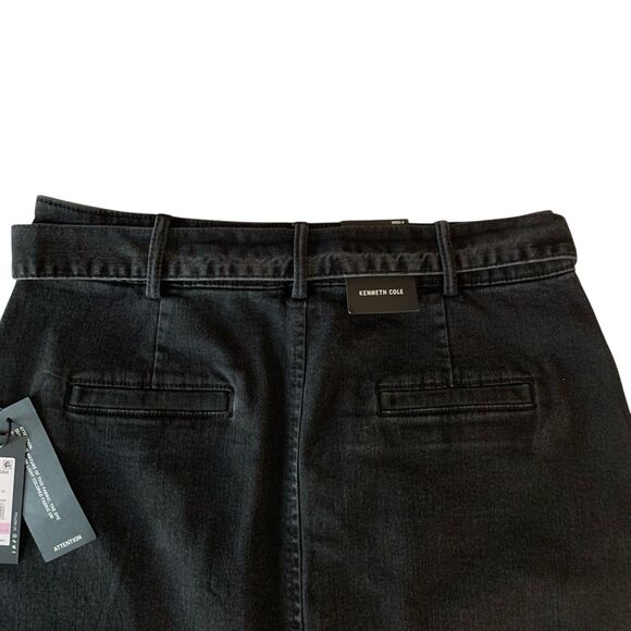 Kenneth Cole Denim Maxi Skirt Black Size 6 Belted 4-Pockets New w/Tags Gothic - Picture 5 of 11
